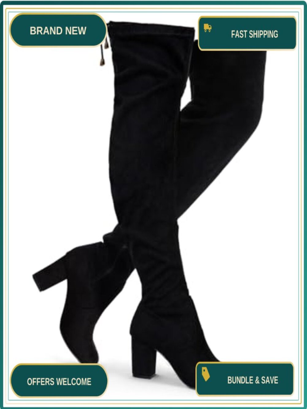 Women's Thigh High Faux Suede Over the Knee Boots 3 Inch Block Heel